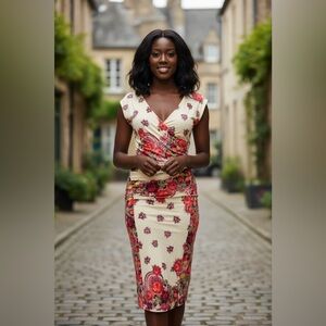 🍄HOST PICK🍄 Vintage Jean Paul Gaultier Soleil Dress, Floral Ivory, Size L, EUC